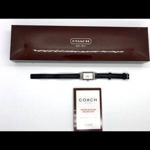 COACH Women’s Watch w/Genuine Black Leather Band